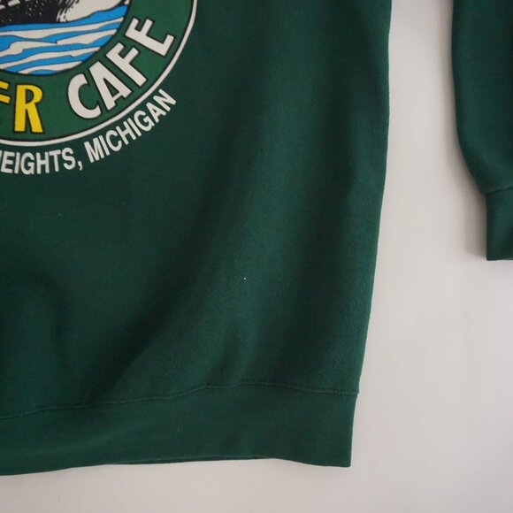 Vintage Lee Heavyweight Sweatshirt Green Loon River Cafe Graphic Made USA XL - Picture 5 of 9